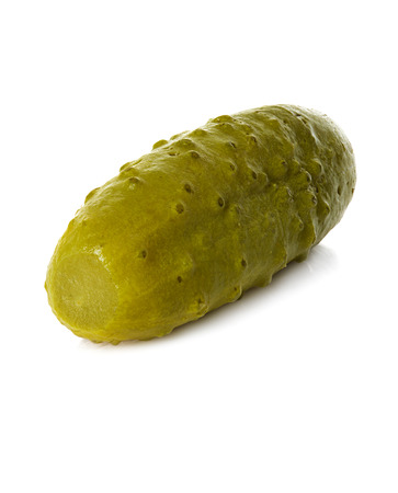Pickled cucumber isolated on white の写真素材