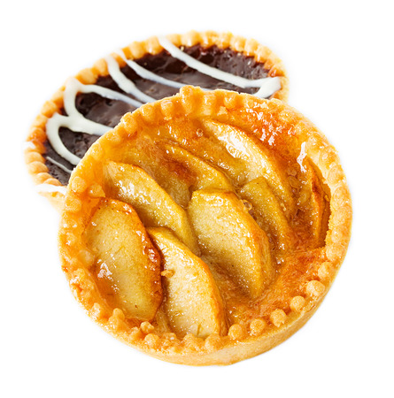 Tarts with apples and chocolateの写真素材