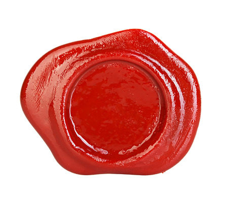 red wax seal isolated on white backgroundの写真素材