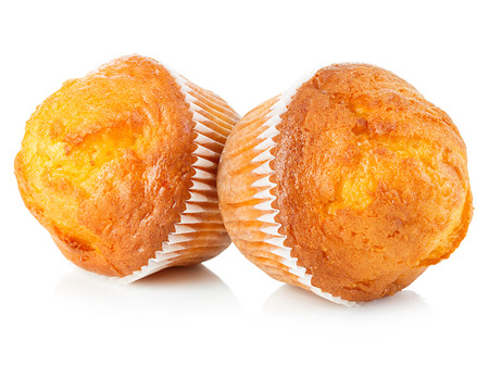 Muffins close-up isolated on white background.の写真素材