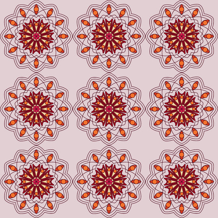 Stencil seamless pattern, round decor element, abstract ornamentのイラスト素材