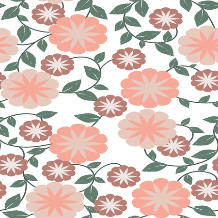 Vector seamless pattern with pink flowers, floral pastel backgroundのイラスト素材