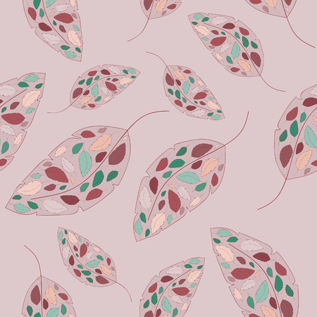 Colorful seamless pattern; background with bright coloful leavesのイラスト素材