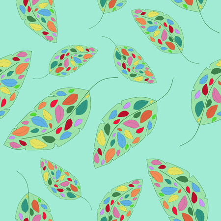 Colorful seamless pattern; background with bright coloful leavesのイラスト素材
