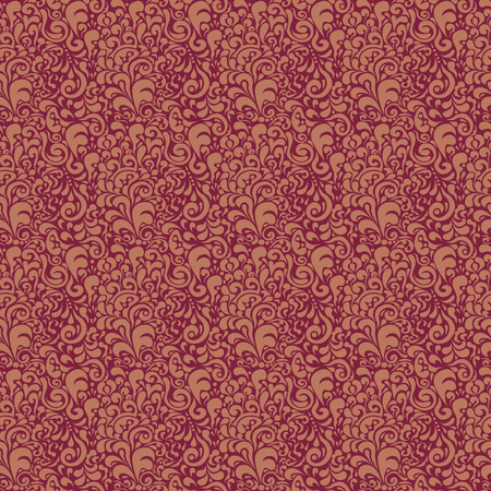 Vector seamless pattern with abstract decor ornament, damask background with golden and red elementsのイラスト素材