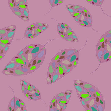 Colorful seamless pattern; background with bright colorful leavesのイラスト素材