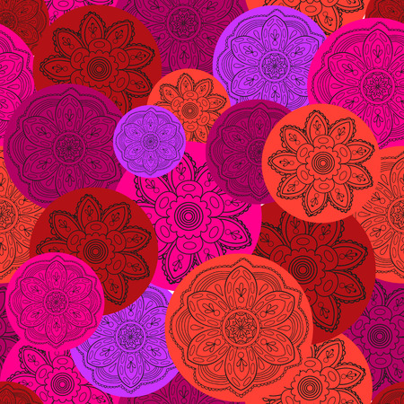 Vector seamless floral pattern, floral bright colorful backgroundのイラスト素材