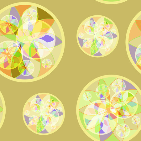 Colorful seamless pattern with mosaic flowers and circlesのイラスト素材