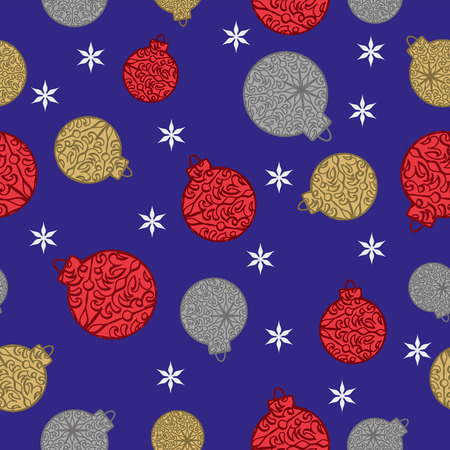 Christmas toys on a blue background seamless patternのイラスト素材