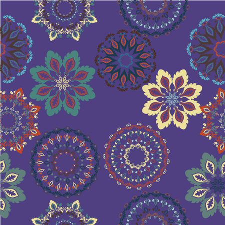 Floral seamless ornamental texture, endless pattern with flowers looks like retro snowflakes or snowfall.のイラスト素材