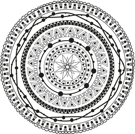 Mandala. Vector illustration with ethnic decorative elements. Hand drawn background. Islam, Arabic, Indianmotifs.のイラスト素材