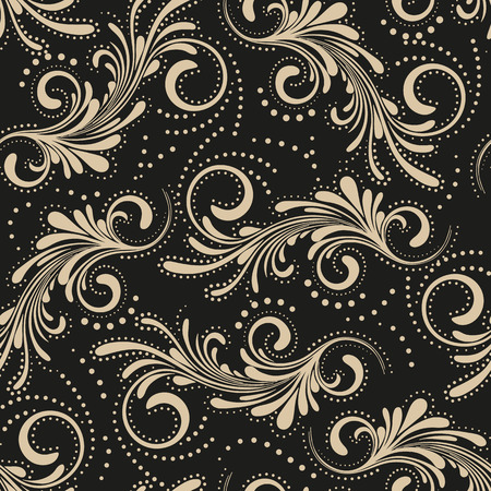 Vector seamless floral pattern on a black backgroundのイラスト素材