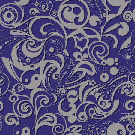 Vector seamless floral pattern on a violet and silver backgroundのイラスト素材