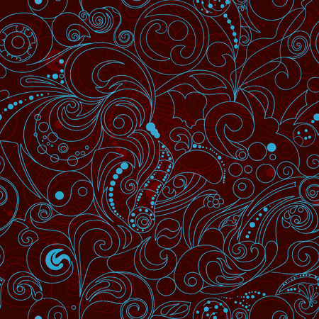 Vector seamless floral pattern on a red backgroundのイラスト素材