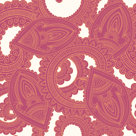 Vector Seamless Paisley Pattern in white and pinkのイラスト素材