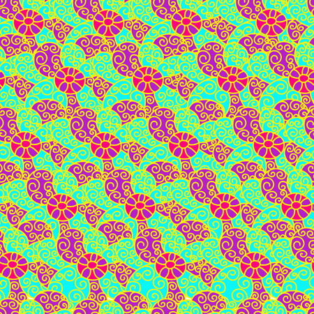 Seamless flower coloful retro background pattern in vectorのイラスト素材