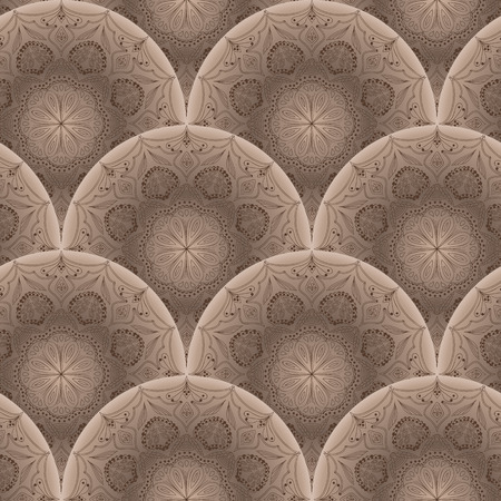 Seamless beige pattern with oriental mandalas. Islam, Arabic, Asian motifs. Vintage lace mood.のイラスト素材