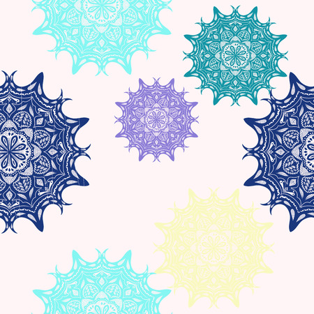 Mandala persian, turkish, arabic, circular pattern design. Ornamental round doodle flower background. Vintage lace mood.のイラスト素材