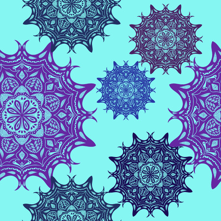 Mandala persian, turkish, arabic, circular pattern design. Ornamental round doodle flower background. Vintage lace mood.のイラスト素材