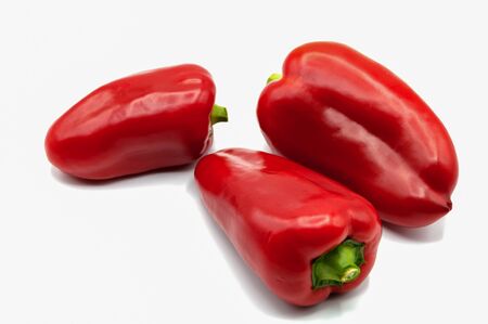 Pepper. Paprika isolated on a white background. Red bell peppers.の写真素材