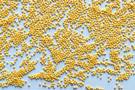 Dried yellow Split Lentils background. Nutritious and Important Protein Source. Flat lay, textureの写真素材