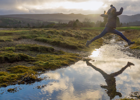Tourist to Scotland Hiking in Natureの写真素材