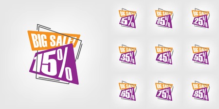 orange and purple abstract geometric sale banners. vintage and trendy discount backgrounds set.のイラスト素材