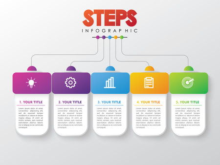 Timeline Infographics Design Vector, Workflow Layout, Diagram, Annual Report, Web Design.  5 Options, Steps or Processes of Business Conceptのイラスト素材