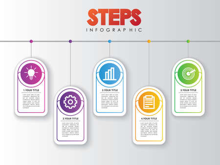 Timeline Infographics Design Vector, Workflow Layout, Diagram, Annual Report, Web Design.  5 Options, Steps or Processes of Business Conceptのイラスト素材