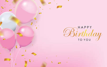 Realistic Happy Birthday Background Vector Illustrationのイラスト素材