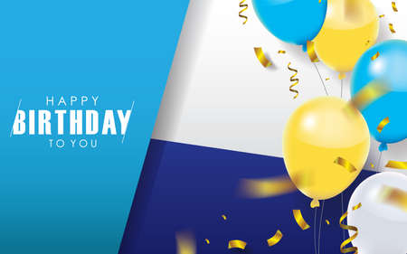 Realistic Happy Birthday Background Vector Illustrationのイラスト素材