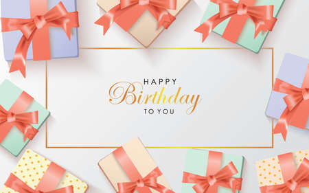 Realistic Happy Birthday Background Vector Illustrationのイラスト素材