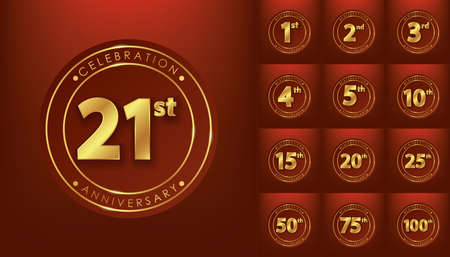 Realistic Golden anniversary premium set Vector Designのイラスト素材