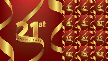 Realistic Golden anniversary premium set Vector Designのイラスト素材