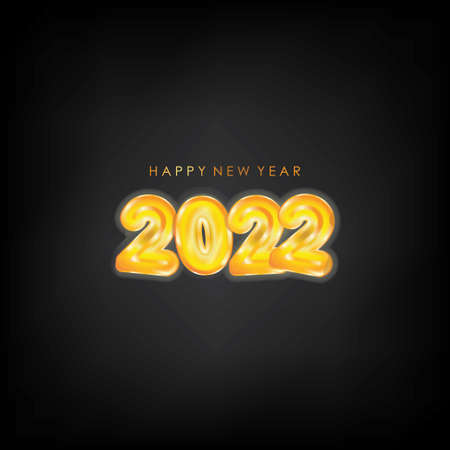 Gold 2022 Happy New Year Greeting Vector Illustration. Design element for flyers, leaflets,...