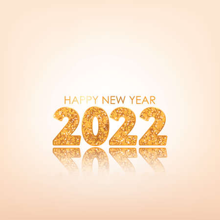 Gold 2022 Happy New Year Greeting Vector Illustration. Design element for flyers, leaflets,...