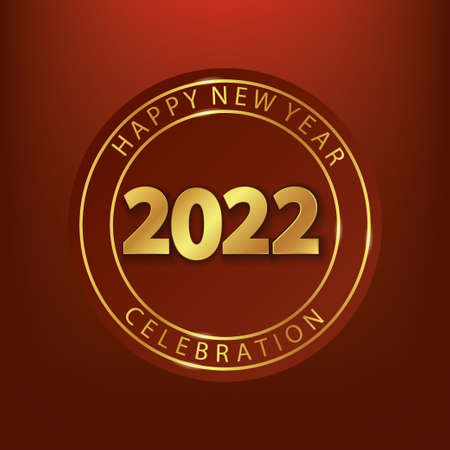 Gold 2022 Happy New Year Greeting Vector Illustration. Design element for flyers, leaflets, postcards and posters.のイラスト素材