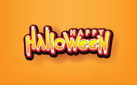 Happy Halloween Greeting Card on Orange Background Vector Designのイラスト素材