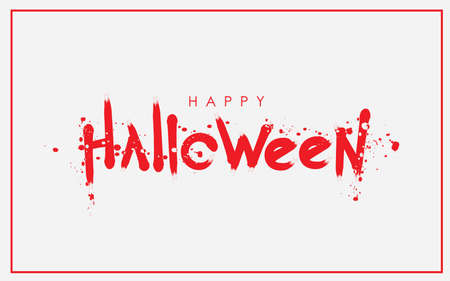 Red Brush Stroke Happy Halloween Greeting Card on White Background Vector Designのイラスト素材