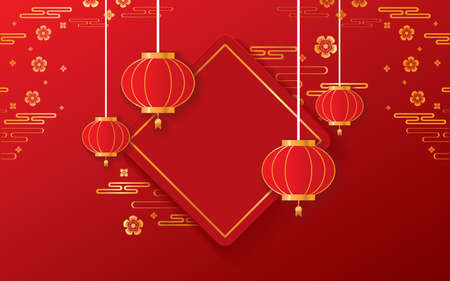 Oriental Chinese Gold and Red Texture Background Vector Designのイラスト素材
