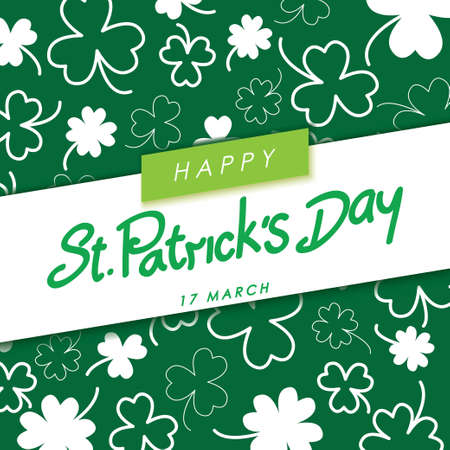 Happy St. Patricks Day with Clovers on Green background Vector Designのイラスト素材