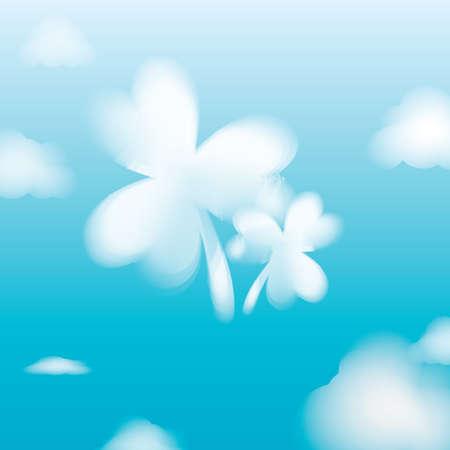 Clovers Clouds on Blue Sky background Vector Designのイラスト素材