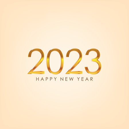 Gold 2023 Happy New Year Greeting on Yellow Background. New Year Vector Illustration.