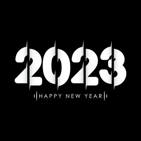 White 2023 Happy New Year Greeting. Vector Illustration. Design element for flyers, leaflets, postcards and posters.のイラスト素材