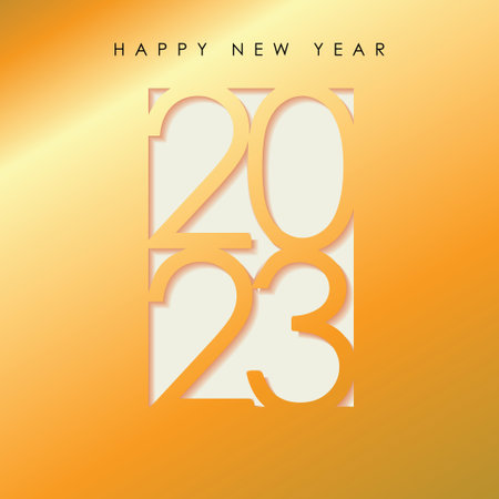 Gold 2023 Happy New Year Greeting. Vector Illustration. Design element for flyers, leaflets, postcards and posters.のイラスト素材