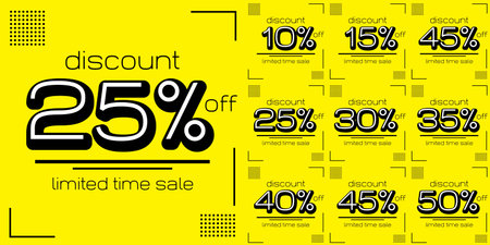 Yellow Limited Time Offer Special Offer, Coupons, and Off Discount Set Vector Illustration