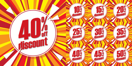 Orange Special Sale Sign, Coupons, and Off Discount Set Vector Illustrationのイラスト素材
