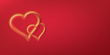 Shiny Hearts on Red Background Vector Illustrationのイラスト素材