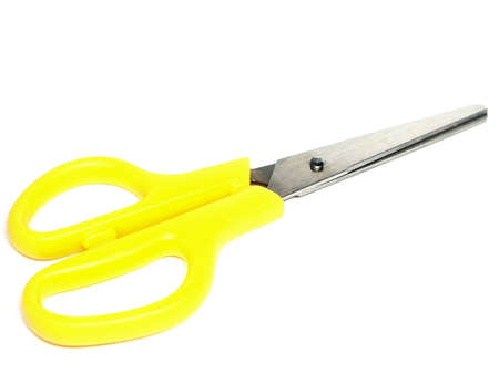 scissors with yellow handlesの写真素材