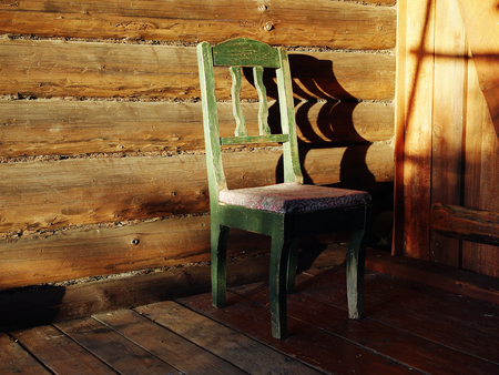 old chair in the interior of a country houseの写真素材